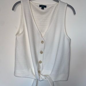 J. Crew size small Ivory button up top with tie at bottom